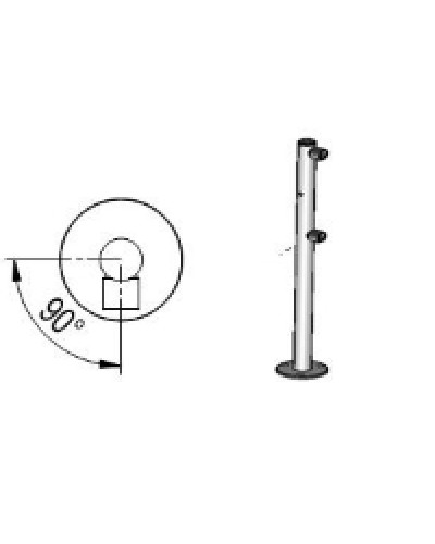 Стойка ограждения с отверстием под фиксатор L-образная, 2 муфты справа Oxgard Стойка ограждения с отверстием под фиксатор L-образная, 2 муфты справа (ВЗР 1996.09.62) в Белгороде Ограждения Pintop.ru