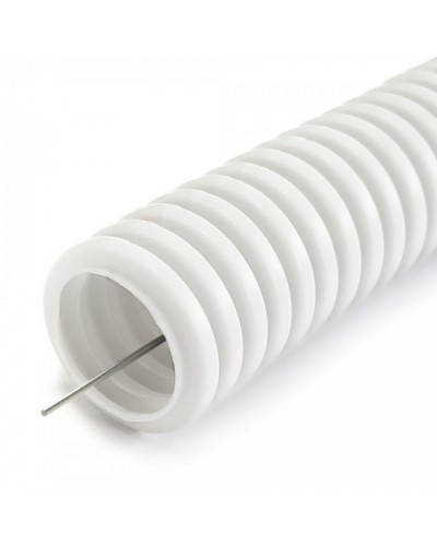 Труба гофр ПЛЛ легкая безгалогенная (HF) негорючая (НГ) белая с/з d20 мм (50м/уп) Промрукав (PR02.0331) в Белгороде Труба гофрированная Pintop.ru