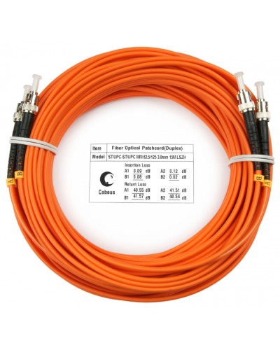 Шнур оптический duplex ST-ST 62,5/125 mm 20м LSZH Cabeus FOP-62-ST-ST-20m в Белгороде Патч-корды оптические Pintop.ru